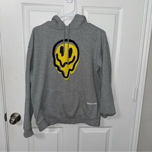 Grey Hoodie with Yellow Smiley Design